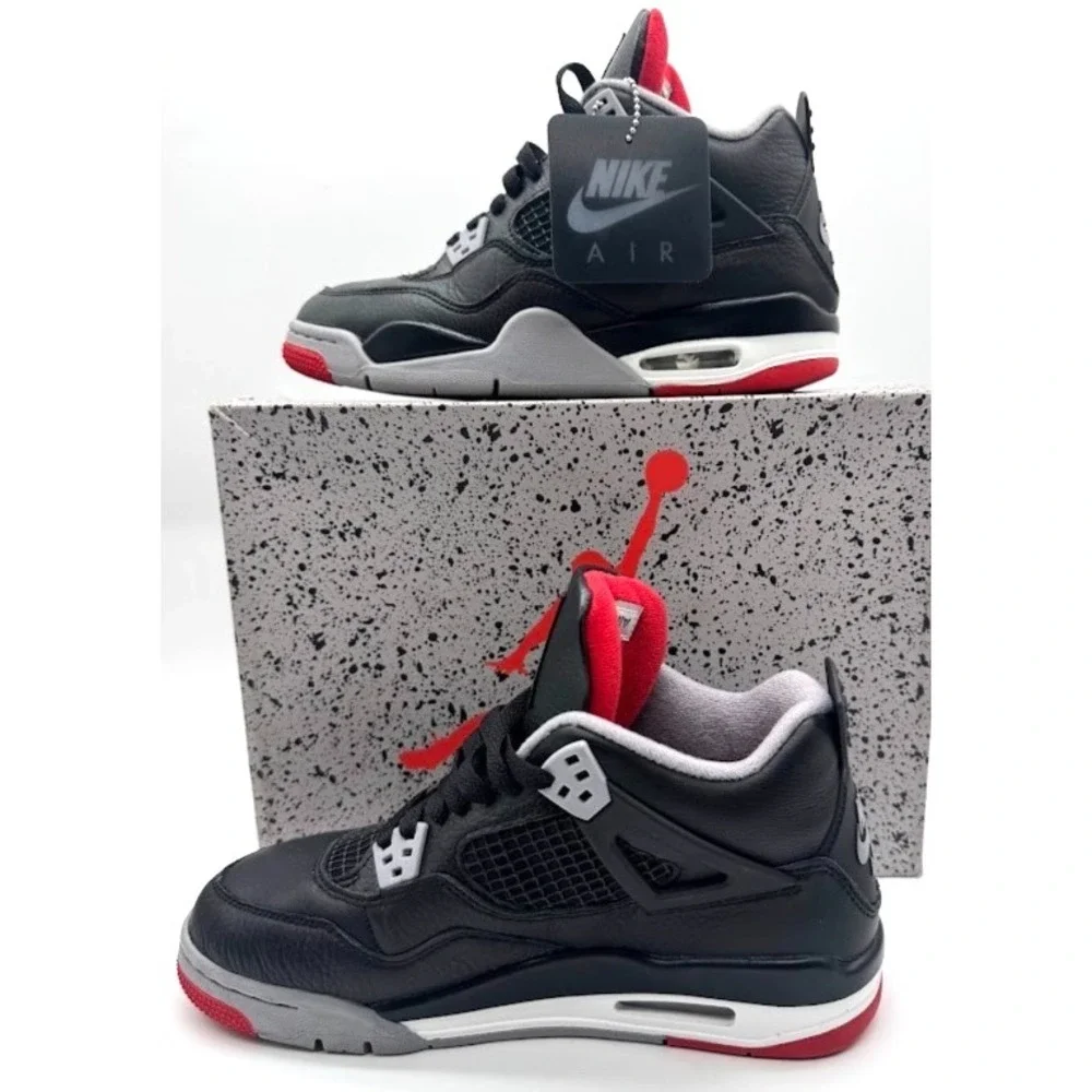 Nike Air Jordan 4 Retro GS Bred Reimagined Black Red 2024 7Y US 7Y w/ Box